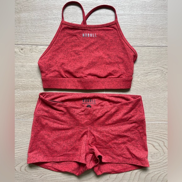 NOBULL Pants - NOBULL Red Heather Sports Bra & Shorts Matching Set